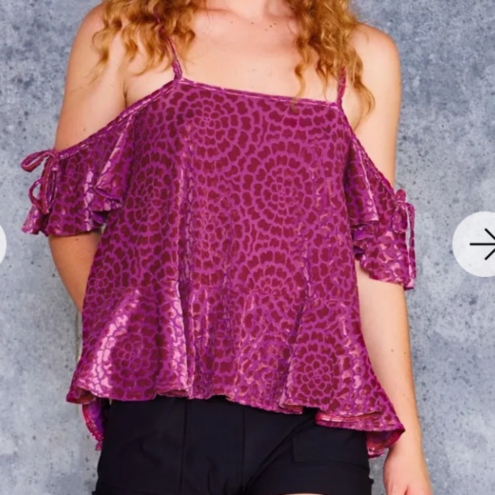 EUC Blackmilk BURNED VELVET DAHLIA RUFFLED TOP L